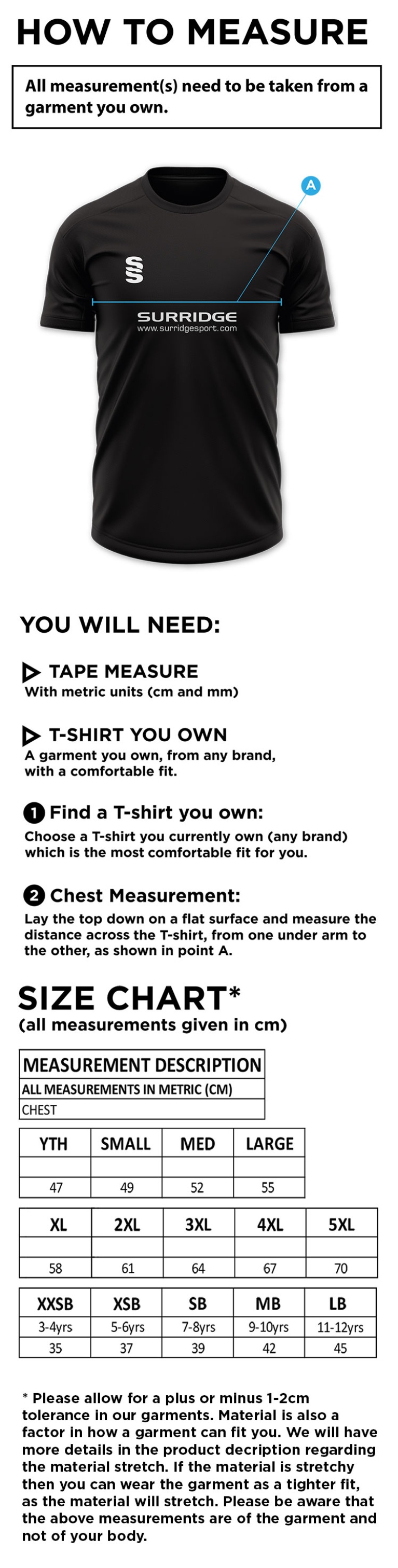 Lord Scudamore Academy - Blade Polo (Sponsored) - Size Guide