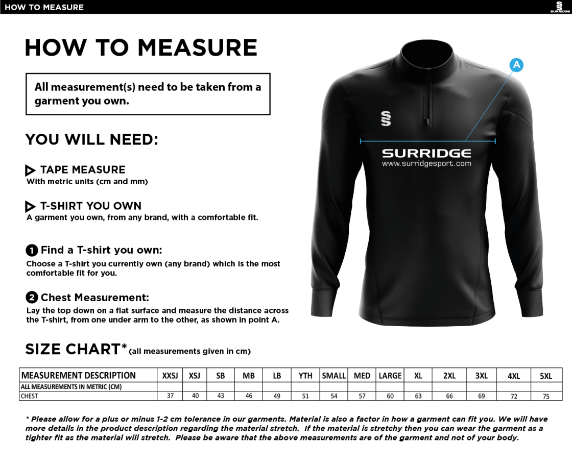 Lord Scudamore Academy - Blade Performance Top (Sponsored) - Size Guide