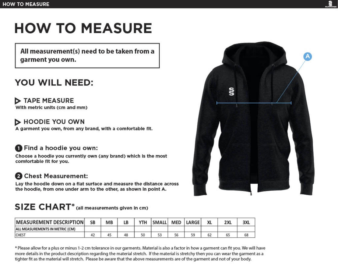 Lord Scudamore Academy - Dual Full Zip Hoody - Unisex - Size Guide