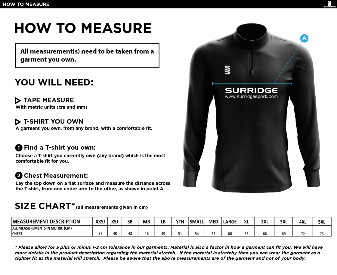 Lord Scudamore Academy - Fuse Performance Top (Sponsored) - Size Guide