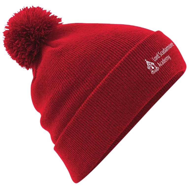 Lord Scudamore Academy - Original Pom Pom Beanie : Red