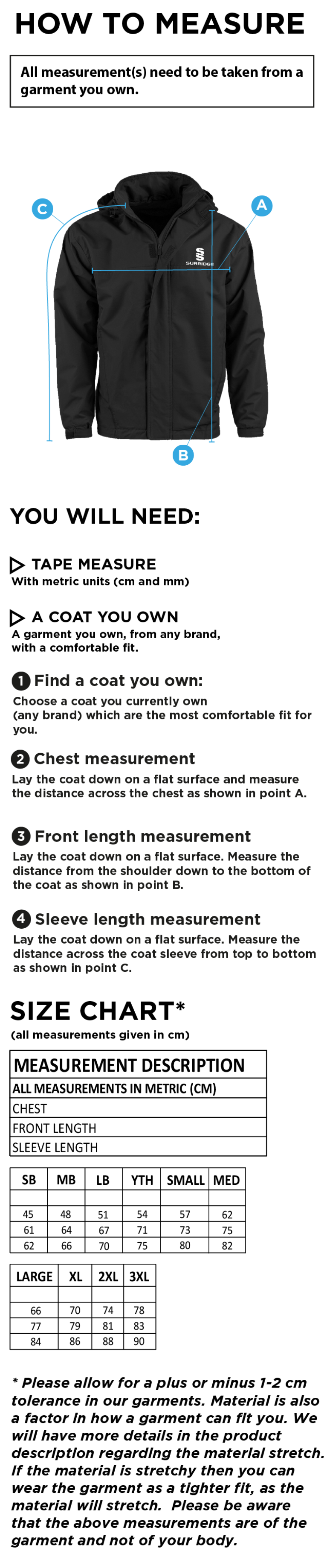 Lord Scudamore Academy - Dual Fleece Lined Jacket  - Women's - Size Guide