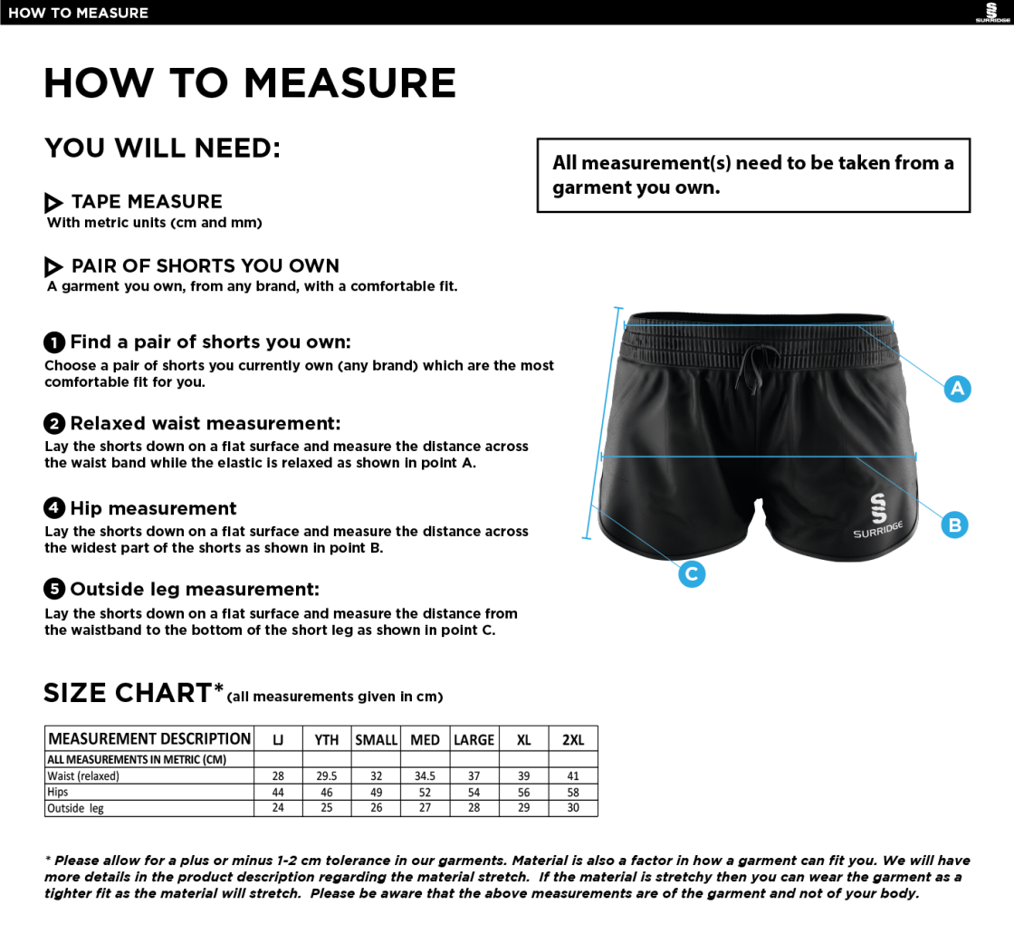 Lord Scudamore Academy - Dual Active Short - Women's - Size Guide