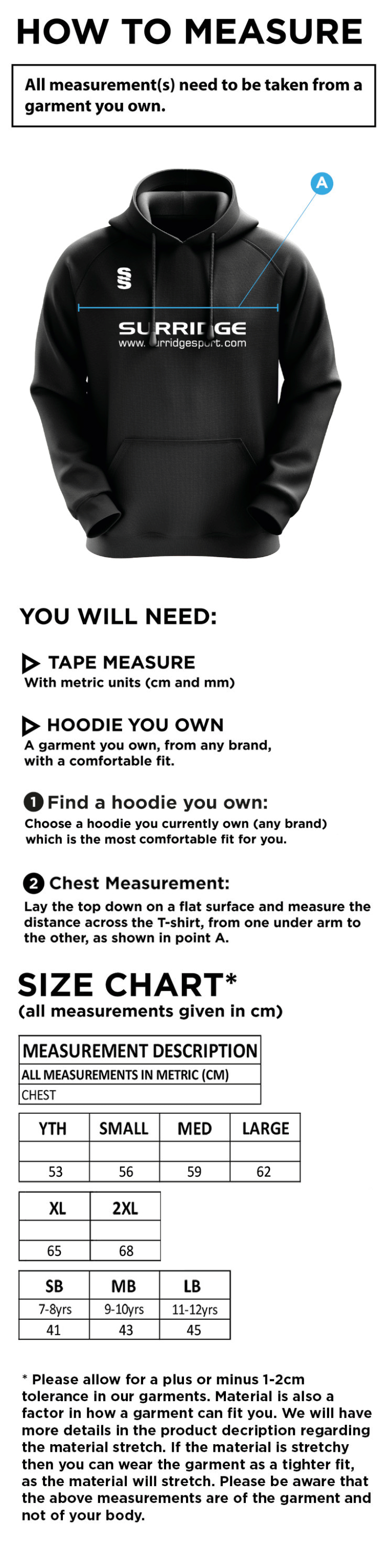 Lord Scudamore Academy - Blade Hoody (Sponsored) - Unisex - Size Guide