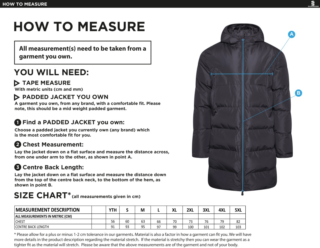 Lord Scudamore Academy - Active Long Padded Jacket - Navy - Size Guide