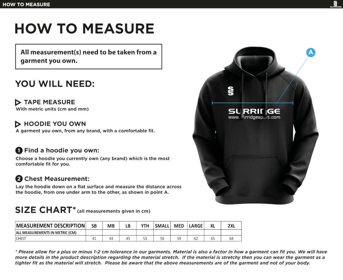 Lord Scudamore Academy - Blade Hoody (Sponsored) - Size Guide