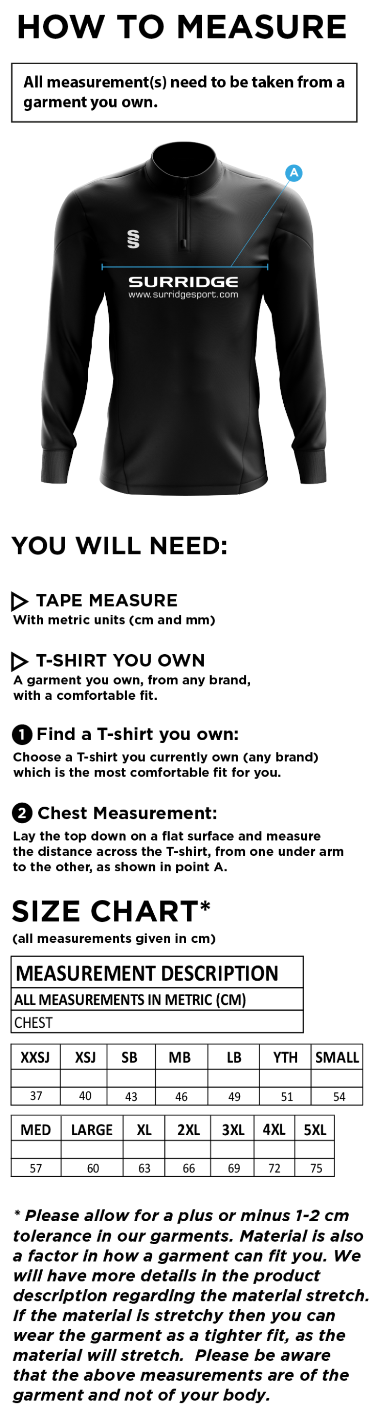 Lord Scudamore Academy - Blade Performance Top (Sponsored) - Unisex - Size Guide